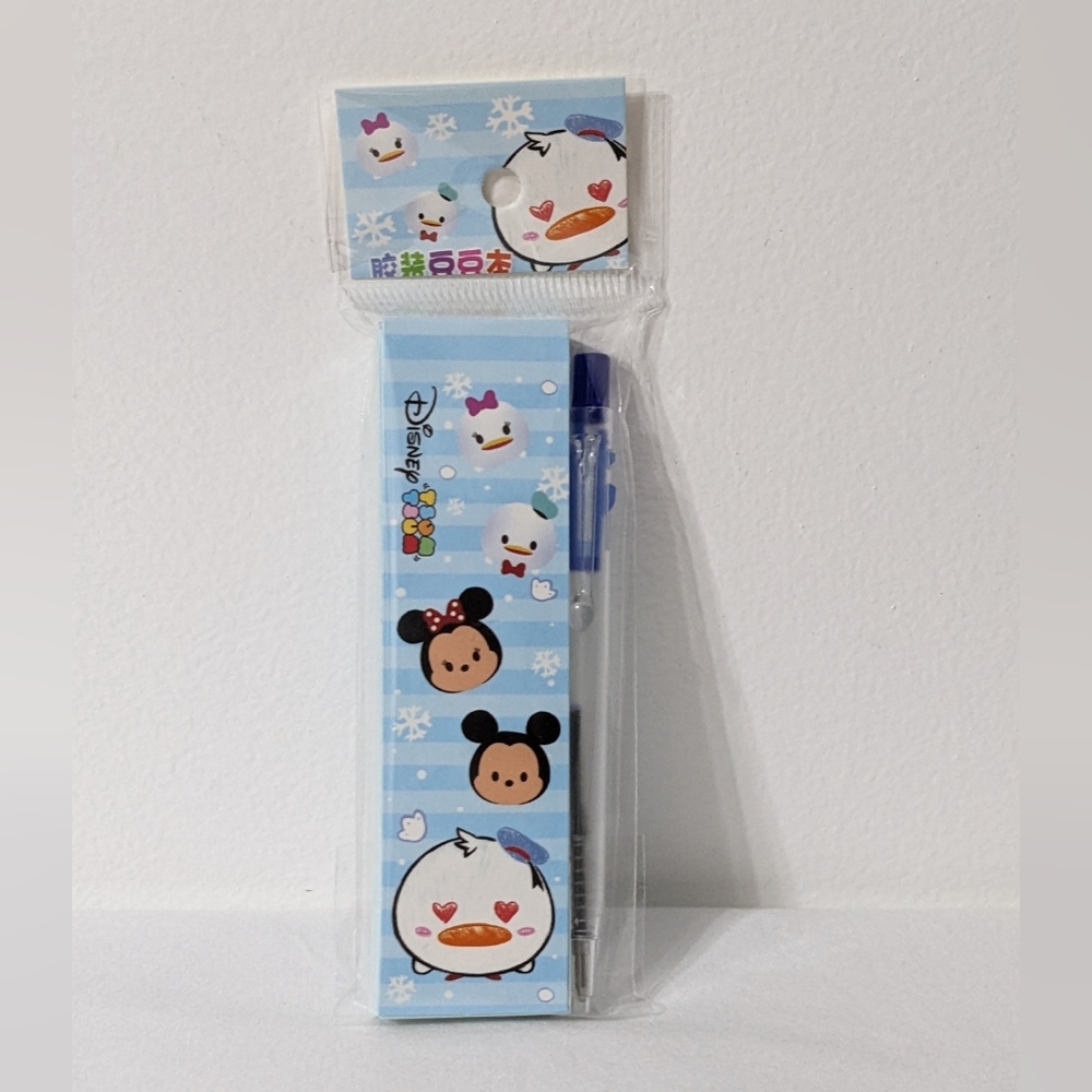 Disney Tsum Tsum Blue Mini Memo Pad With Mini Writing Pen, NEW